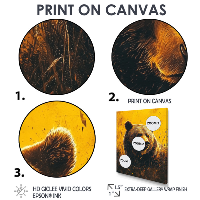 Dileo - ours, art mural, Noir, Reproduction encadrée sans passe-partout, H 20 po x l 12 po