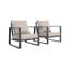 Ensemble de meubles de patio 3 pièces en aluminium gris foncé avec coussins beiges, canapé et fauteuil club