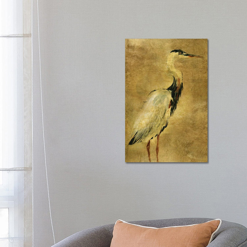 Gold Crane at Dusk I 1 Piece Wall Art on Canvas, 66.04 cm H x 45.72 cm W x 1.91 cm D, No Framed
