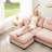 Pink 3 Sectional With , Cushion Back, Chenille Material, Adapt To Room Modular Movable Pleated , High Sponge Seat, Fits Various Spaces-1184570902-1184570901