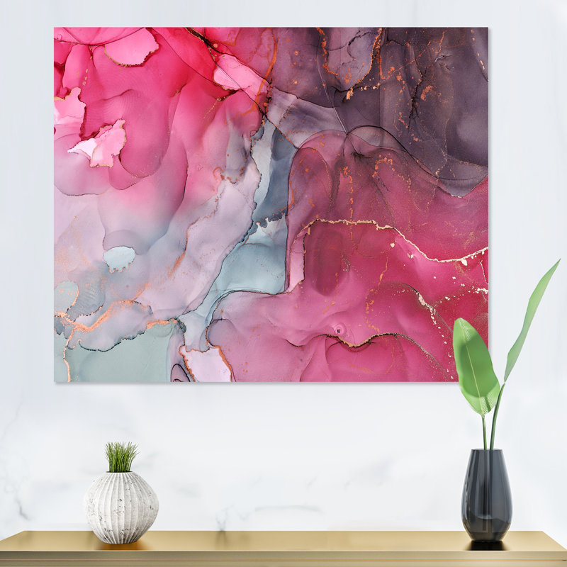 Art liquide rouge et vert - peinture sur toile, Toile tendue, H 24 po x l 32 po