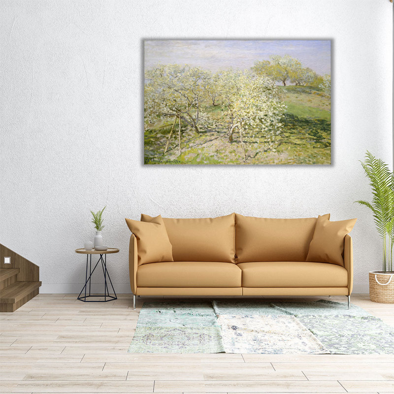 Printemps (arbres fruitiers en fleurs), 1873 - reproduction d'art sur toile, H 40 po x l 60 po