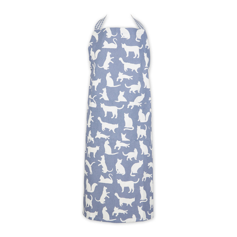 No Pattern Cotton Bib Apron, Stonewash Blue