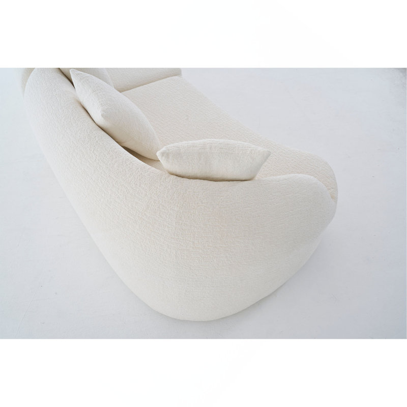 Canapé courbé sans os, modulaire à compression, haute densité, canapé-lit pour salon, salon, appartement, chenille, Blanc