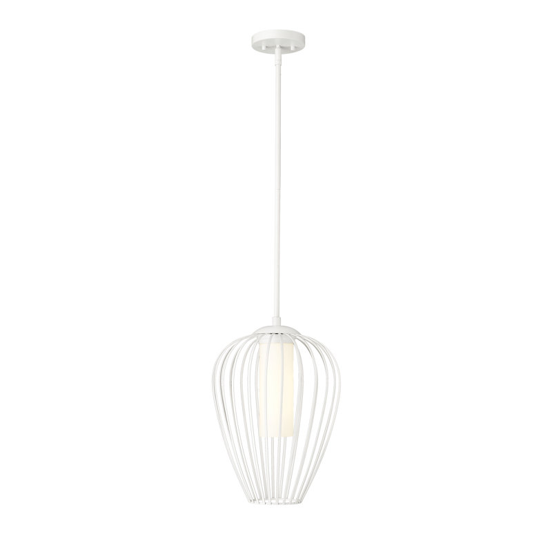 Luminaire suspendu 1 lumière Burakcan, H 97,5 po x l 12 po x P 12 po, Blanc texturé