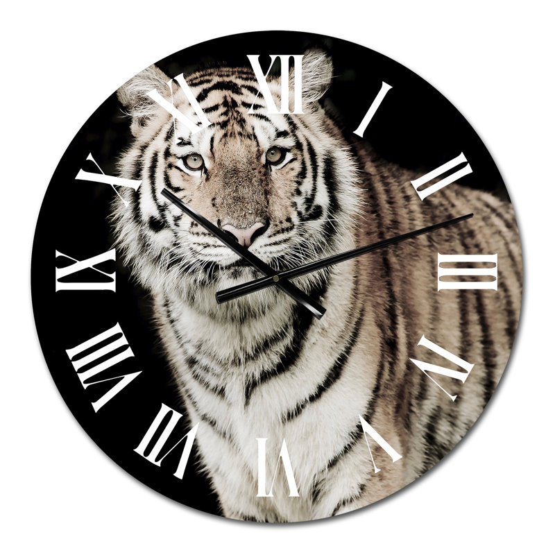 Portrait d'un tigre blanc III - Horloge murale traditionnelle, Petit