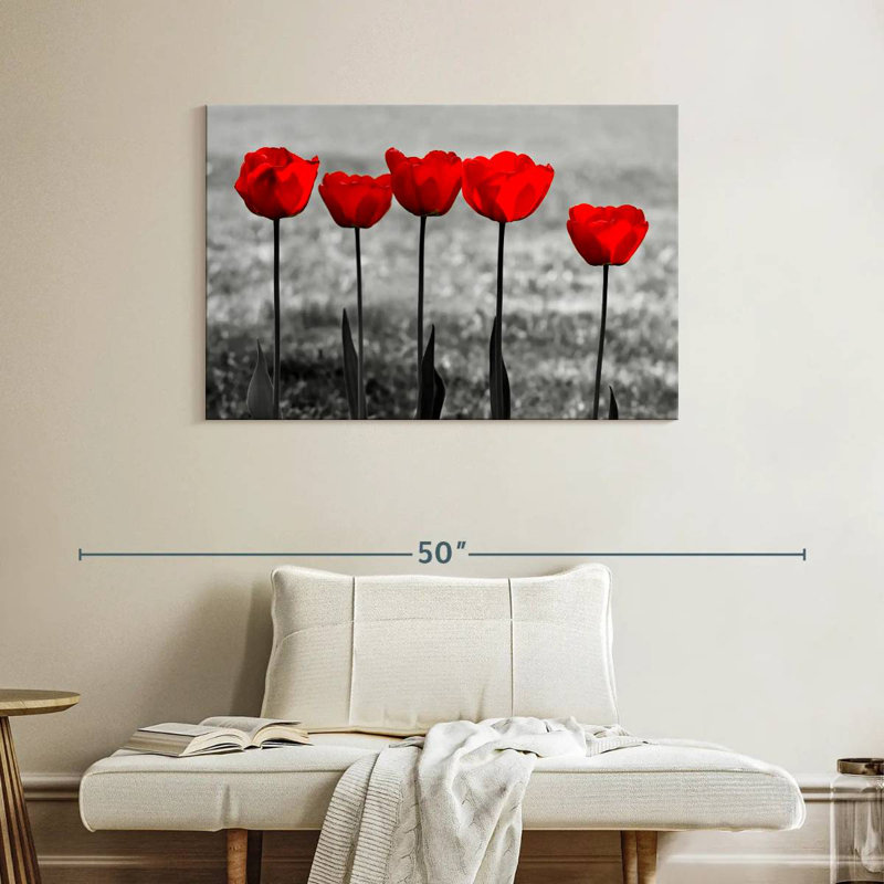 Harnek Five Red Tulips, 26" H x 39" W