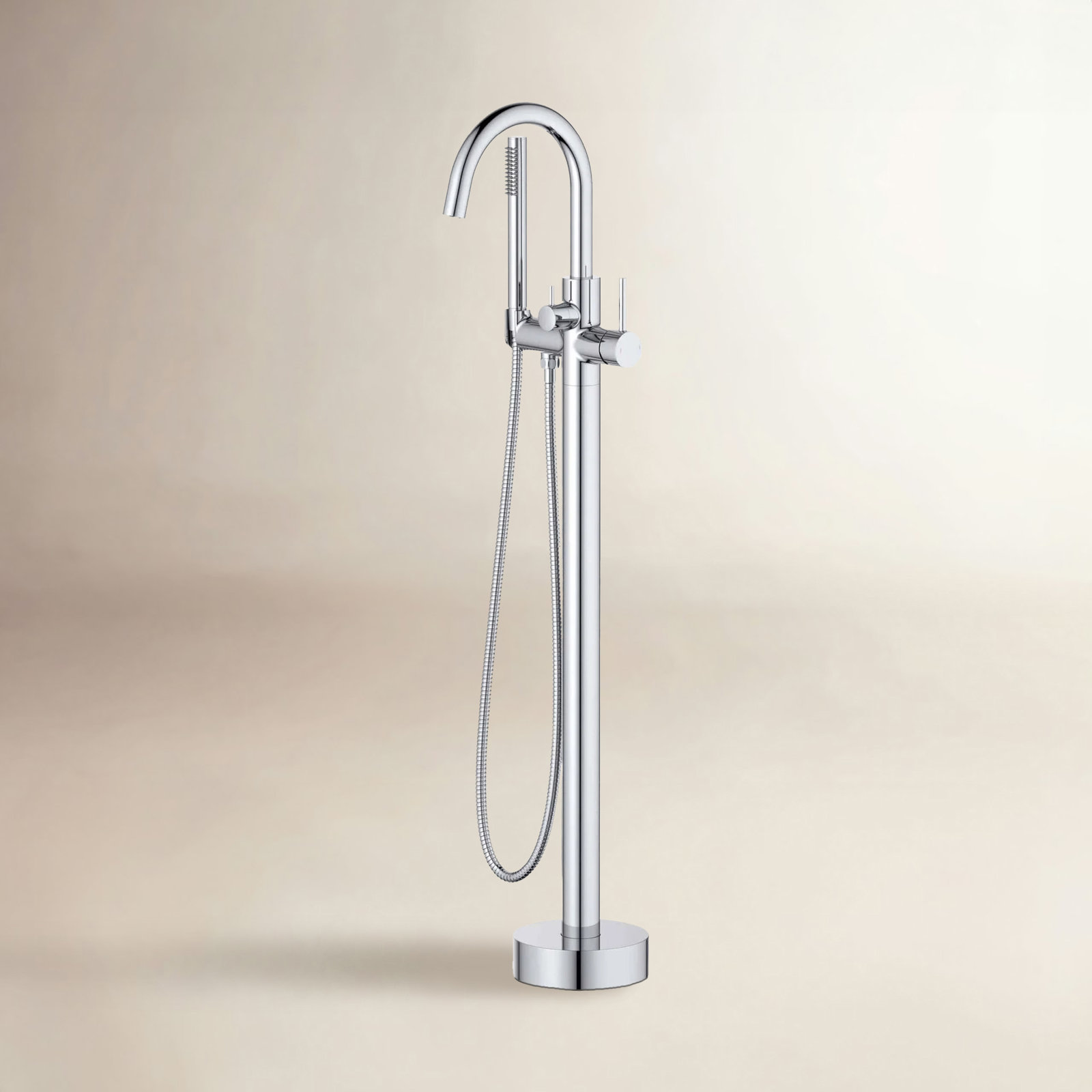 Circular Single Handle Tub Faucet, Chrome