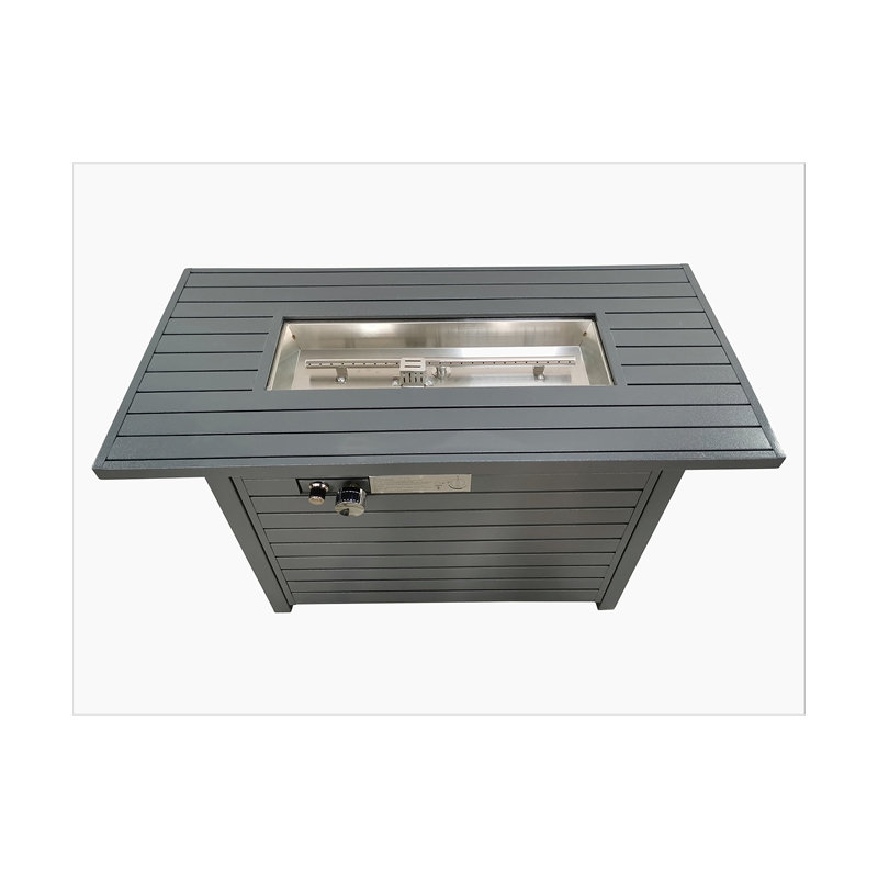 25" H X 42" W Steel Propane Outdoor Fire Pit Table With Lid
