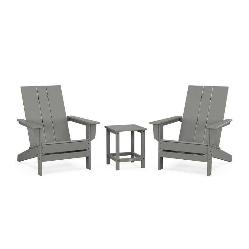 POLYWOOD® x AllModern 2-Person Oversized Adirondack Outdoor Seating Group with Side Table, Slate Gray