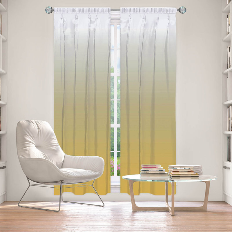Vandela Room Darkening Curtain Pair, 20" W x 61" L, Mustard/Gray