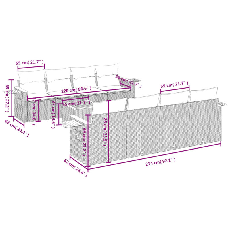 Ensemble de canapé de jardin Vidaxl
