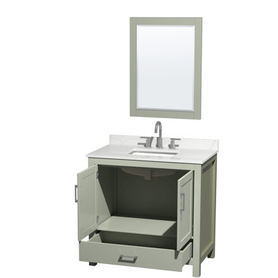 Ensemble de meuble-lavabo simple 36 po avec plateau en quartz et miroir 24 po Sheffield
