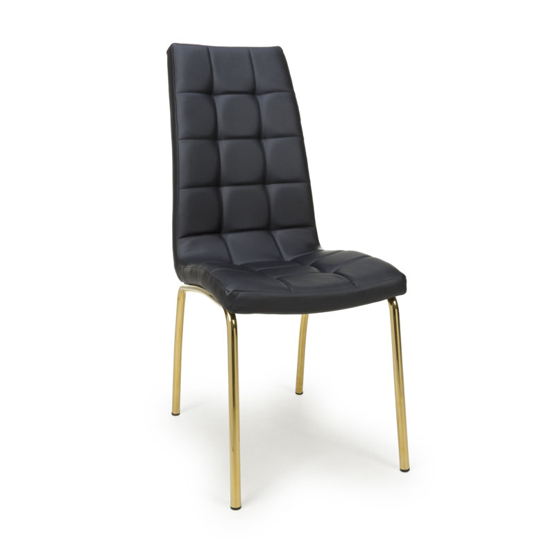Jenner Leather Effect Dining Chair, Black, Gold