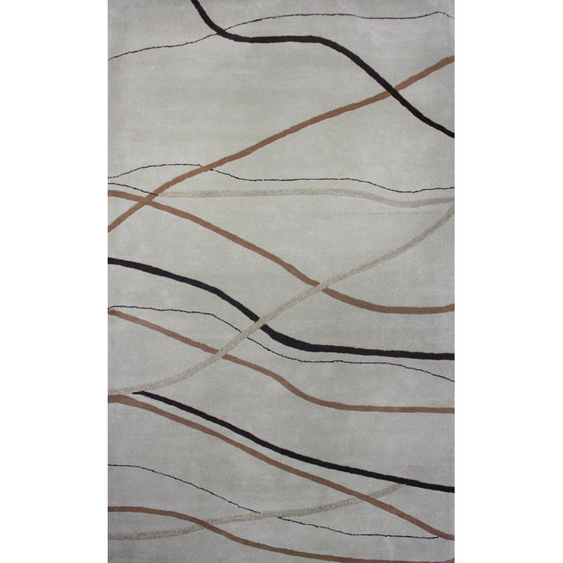 Belen Wool Abstract Indoor Rug, Rectangle 5' x 8'