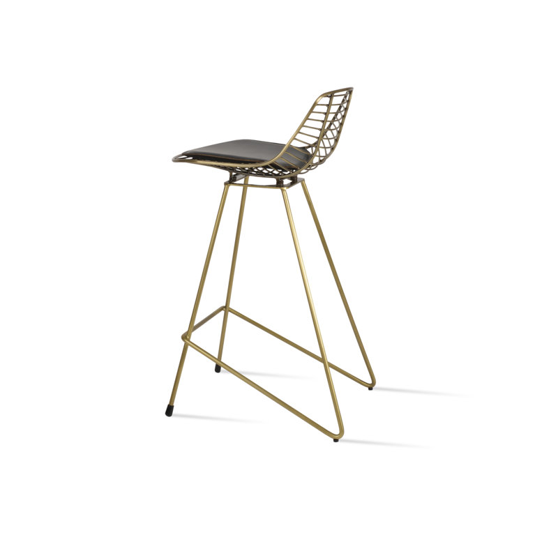 Tabouret de bar et de comptoir Tiger, Laiton, Tabouret de bar (siège d'une hauteur de 29,5 po), Gris