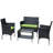 4 PC Rattan Patio Furniture Set Outdoor Patio Cushioned Seat Wicker Sofa (Green Cushion)-368576239