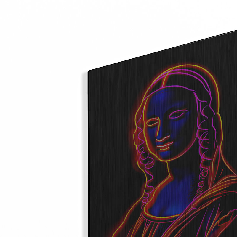 «Neon Mona Lisa» par Momart, art mural en métal, H 16 po x l 12 po