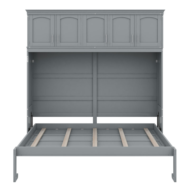 Lit escamotable peu encombrant avec armoire, Gris