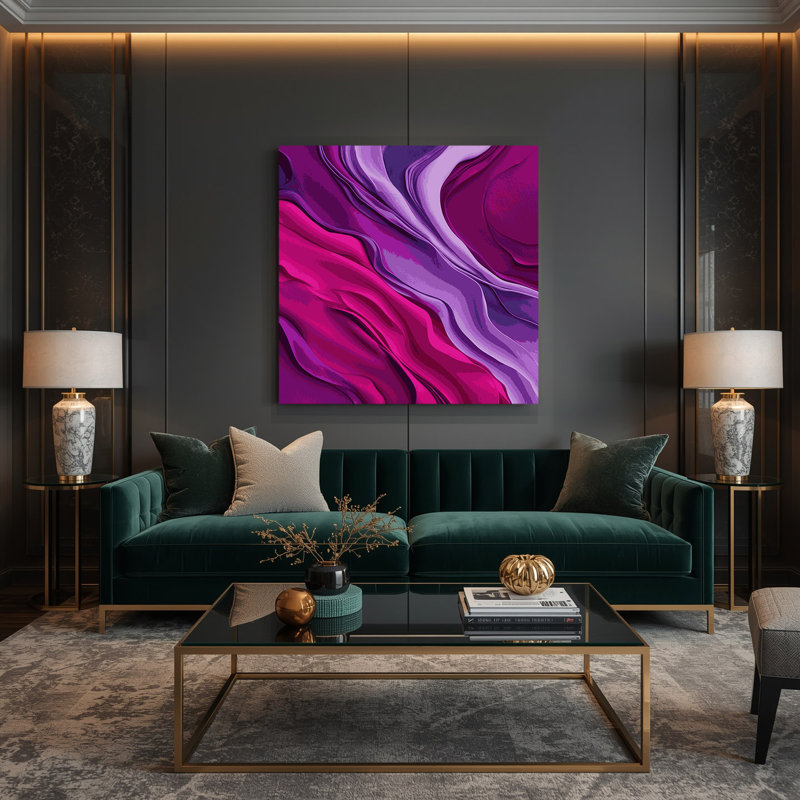 «Abstract Color Field 4», art mural sur toile mauve, H 16 po x l 16 po