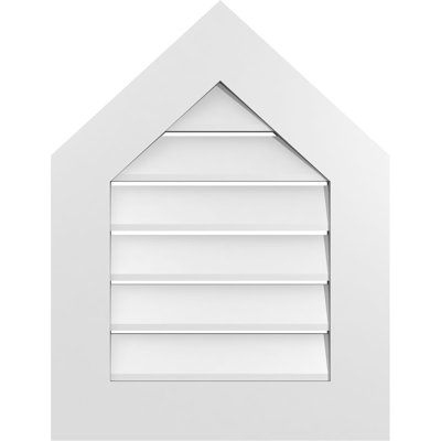 Peaked Top Surface Mount Signature Urethane Functional Gable Vent 11/12 Pitch, Primed Tan