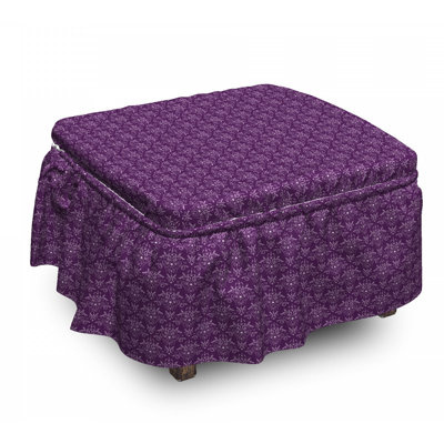 Ensemble de housse pour à coussins carrés 2 pièces damassé leaves aubergine
