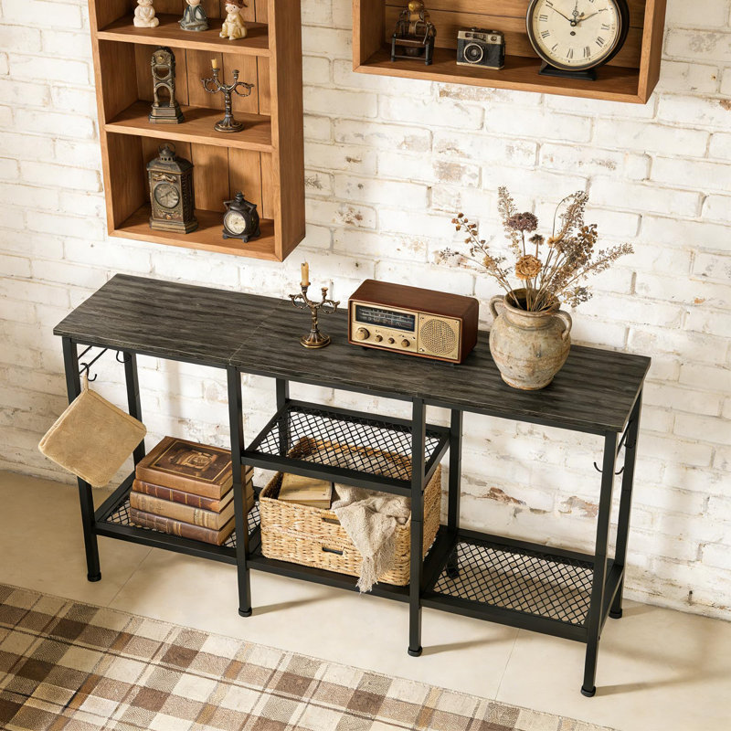 TV Stand for TVs up to 55", Industrial Entertainment Center with Soundbar Shelf & Open Storage