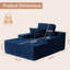 Chaise longue rembourrée surdimensionnée de 48,42 po de largeur avec accoudoirs, coussins et porte-gobelet - aucun assemblage requis-1858959318