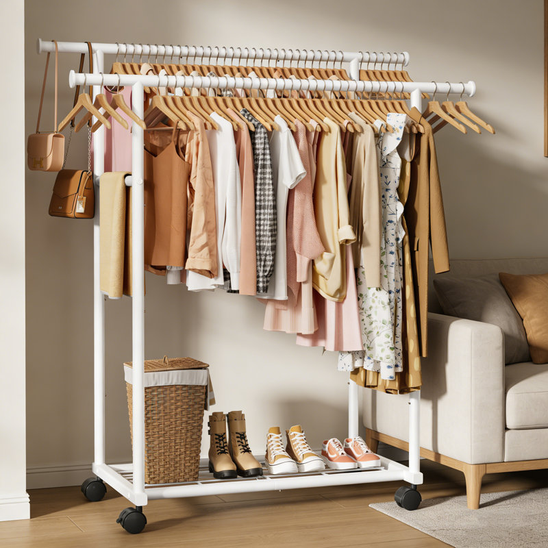98cm Rolling Clothing Rack, White