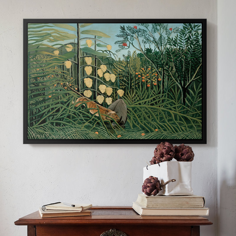 Fight entre un tigre et un buffle, 1908 - Henri Rousseau, toile tendue avec châssis, 16 x 24, Noir
