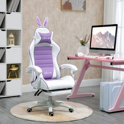 HOMCOM Adjustable Reclining Ergonomic Faux Leather Swiveling PC & Racing Game Chair with Footrest
