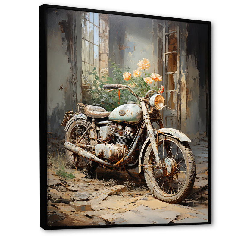 Impressionniste à vélo II sur toile, Cadre flottant noir, H 20 po x l 12 po