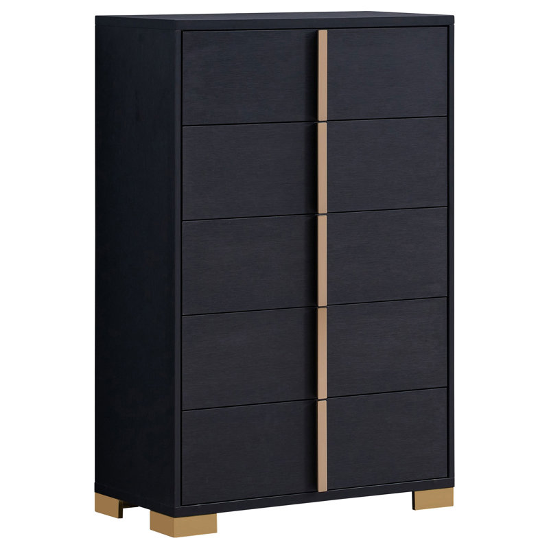Commode 5 tiroirs Vranduk, Noir