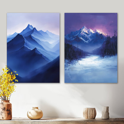 Alaska Snow Capped Summits at Twilight I – Scenic 2 Panel Metal Wall Art Print