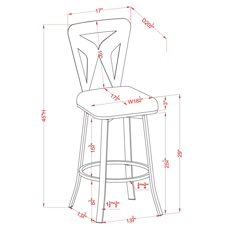 Ollis Swivel Bar & Counter Stool, Black, Bar Stool (29" Seat Height)