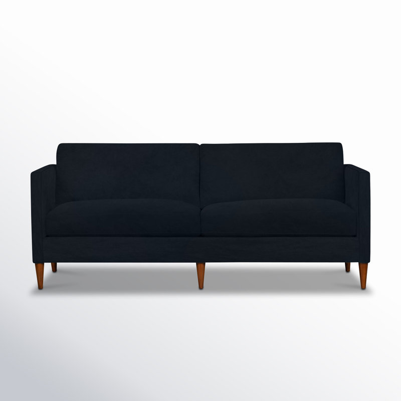 Clifford 87" Upholstered Custom Sofa, Bella Ink Blue Performance Velvet