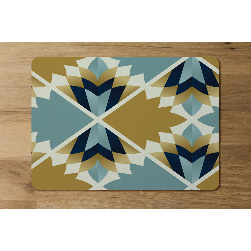 Ghazaros Wood, Polyester Geometric Rectangle Placemat