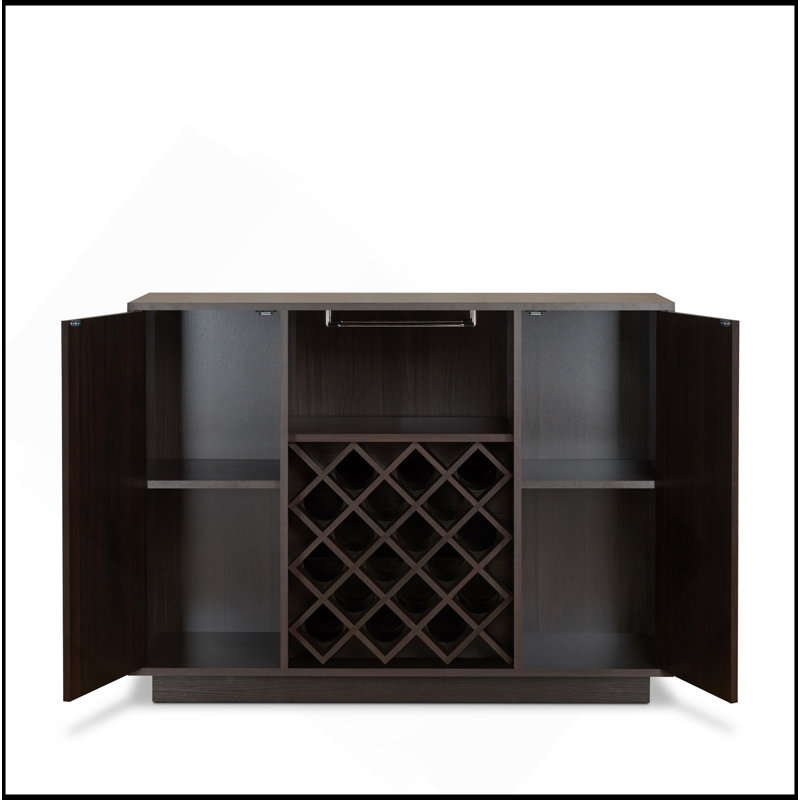 Charmante armoire à vin au fini espresso pour un rangement et une présentation élégants