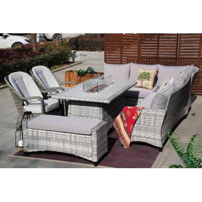 Algird Desiree 6 Piece Rattan Sectional Seating Group with Cushions