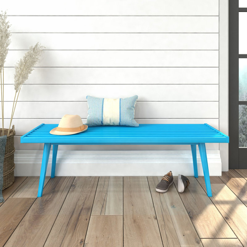 Levitus Wood Bench, Teal, 17.5" H x 56.25" W x 16.5" D
