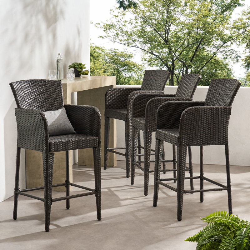 Noah Polyethylene (PE) Wicker Outdoor Stool, Brown