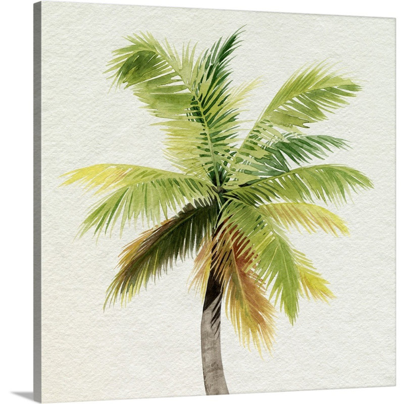 «Coco Watercolor Palm II», art mural sur toile, H 30 po x l 30 po x P 1,25 po, Toile tendue