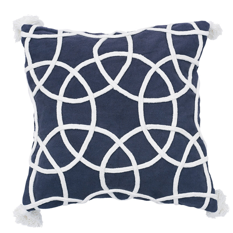 Lily Geometric Throw Pillow, Navy