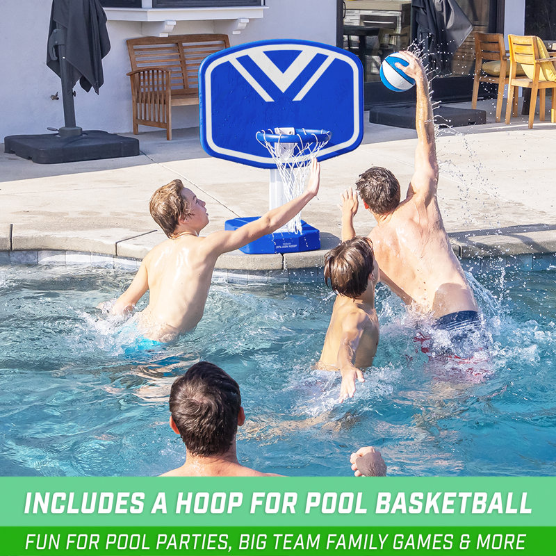 Blue and White 2-in-1 Pool Basketball Hoop & Volleyball Net Set