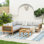 Ensemble de canapé modulaire en bois d'acacia avec coussins amovibles 4 pièces Eli Patio
