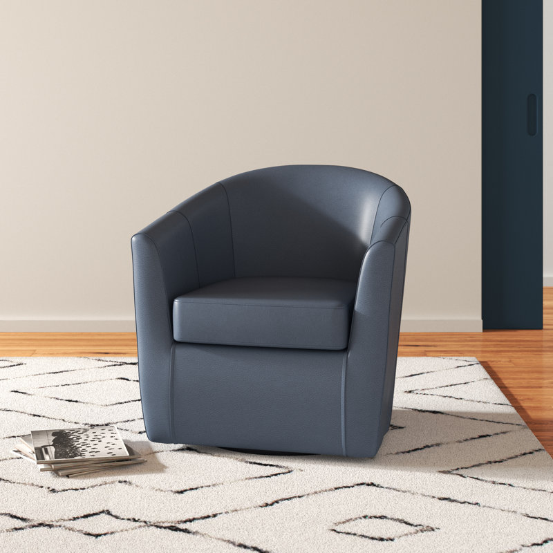 Fauteuil demi-tonneau pivotant de 30,5 cm Hanshaw, Similicuir paon