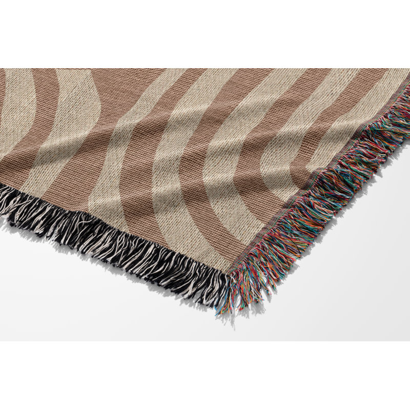 Jeté 100% coton, Rouille / beige, Simple