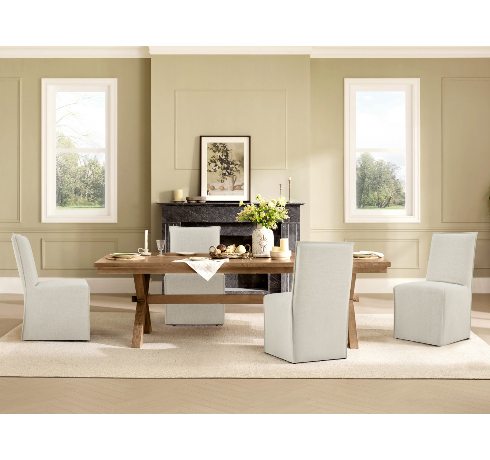 Linen Parsons Chair, Performance Linen Effie Linen 