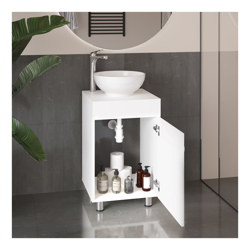 Bathroom Vanity, 1 Door, 4 Legs, White