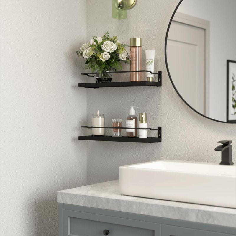 Haddam Bathroom Shelves, Black, 2